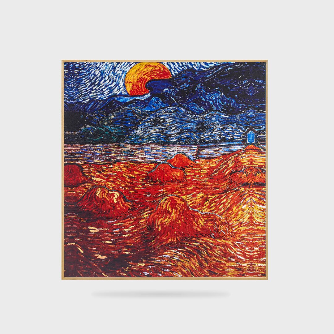 Metallbild Abendlandschaft bei Mondaufgang von Vincent van Gogh