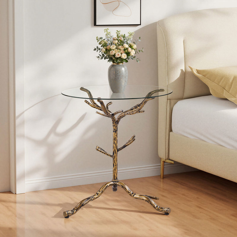 Table de chevet moderne 24,6 po, Doré