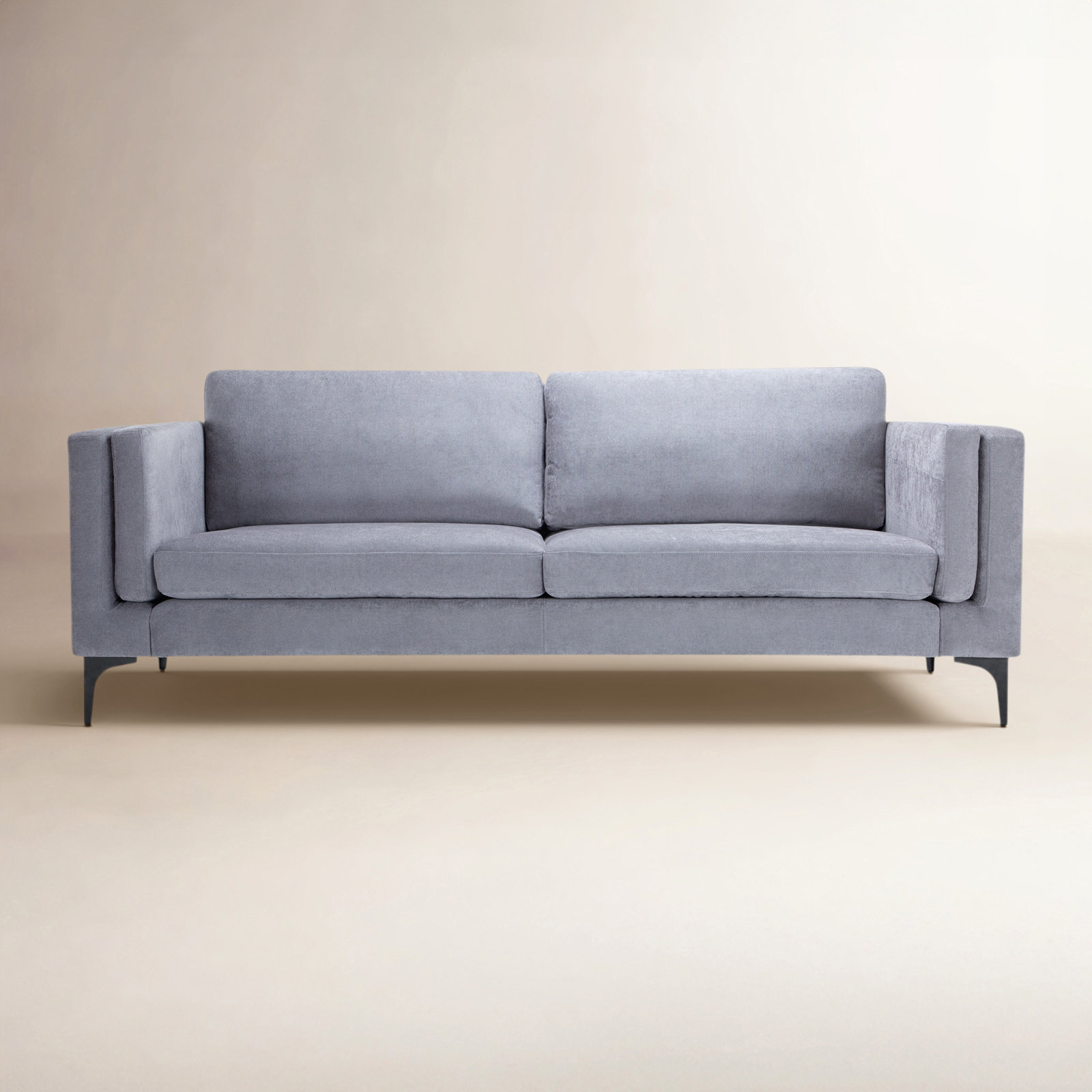 Troian 90'' Upholstered Sofa, Black, Lux Charcoal Performance Chenille