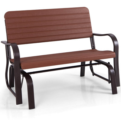 Outdoor Patio Swing Porch Rocker Glider Bench Loveseat Garden Seat Steel New Brown