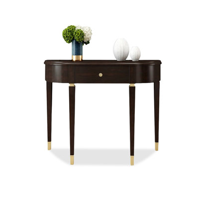 Dark Brown Solid  Wood Half-circle Console Table
