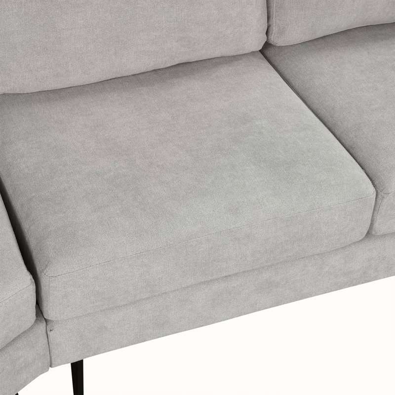 Canapé incurvé 111 po à 3 places avec deux coussins imprimés pour le salon, gris, Gris