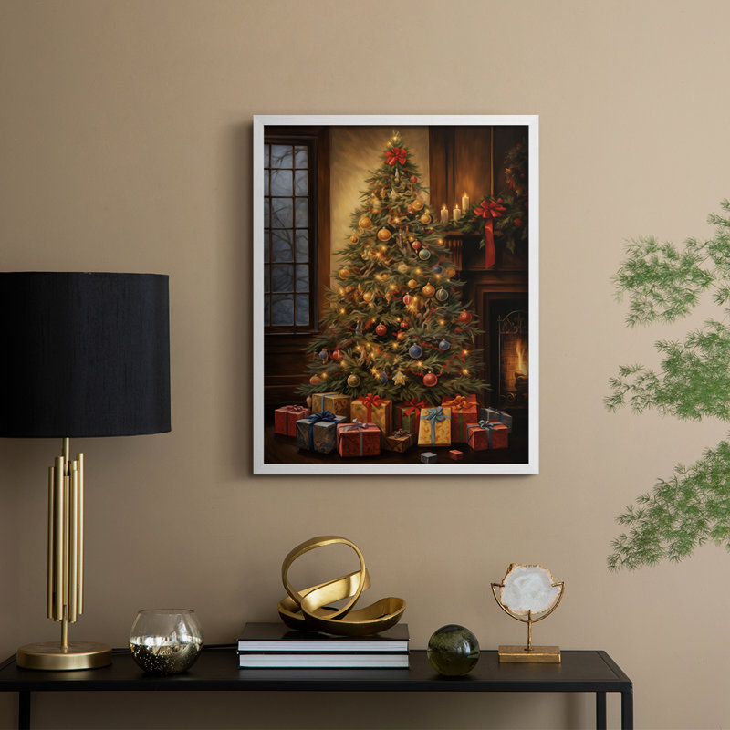 «Christmas Holiday Art DCLV III», reproduction encadrée - bois massif, H 11 po x l 9 po, Blanc