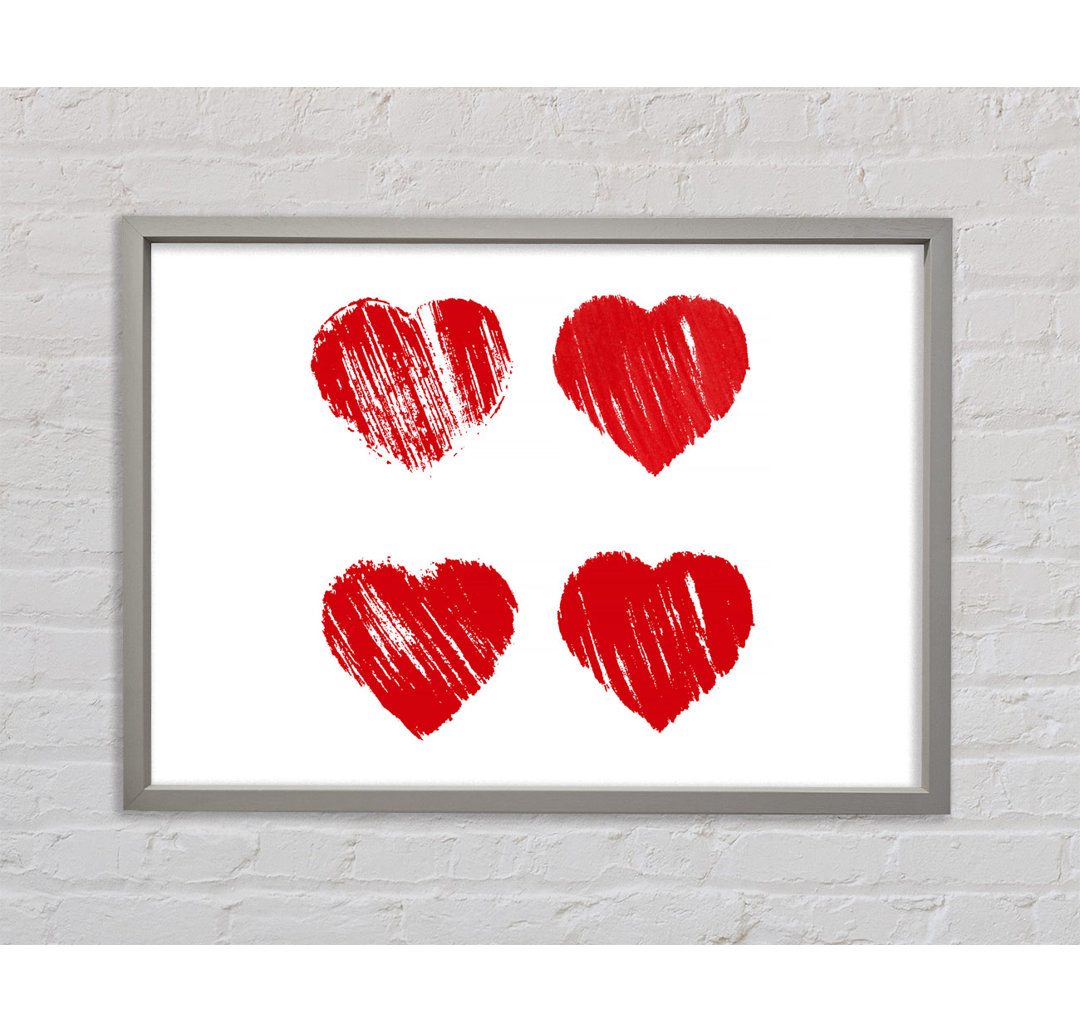 All Love Hearts - Einzelne Bilderrahmen Kunstdrucke auf Leinwand