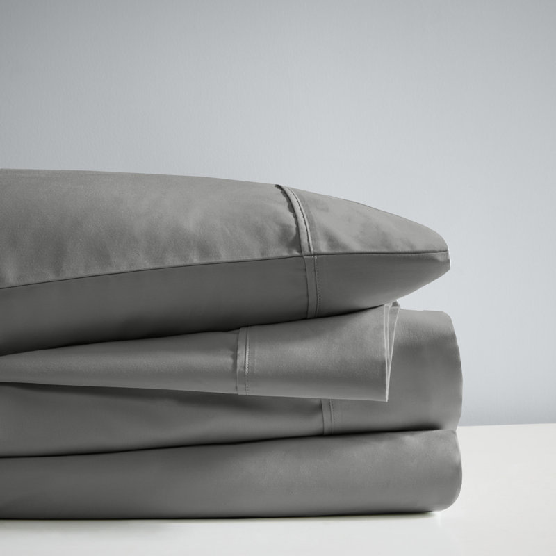 Ensemble de draps 1000 pièces 4 pièces HeiQ, Gris anthracite, Ensemble de draps pour lit double + drap-housse + 