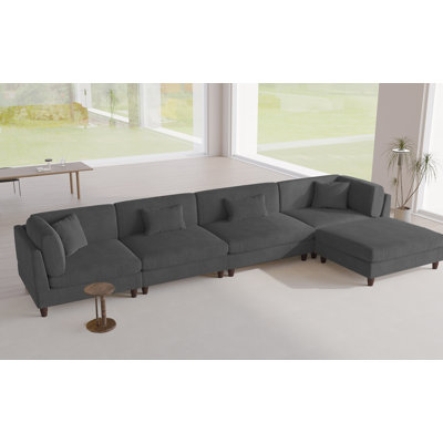 Canapé modulaire en velours côtelé avec repose-pieds l 120,5 po Michelyn 