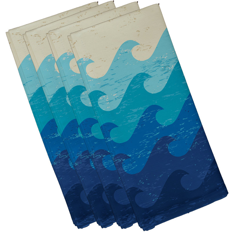 Allbritton Polyester Nautical Square Napkin, 18" W x 18" L, Blue