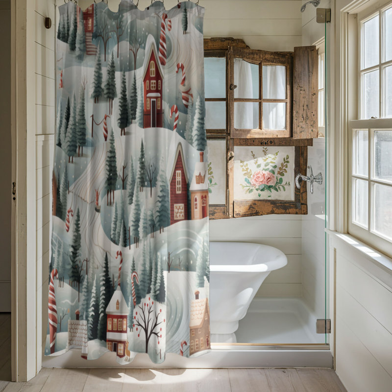 Candy Route - Premium Shower Curtain, 74"H x 71"W