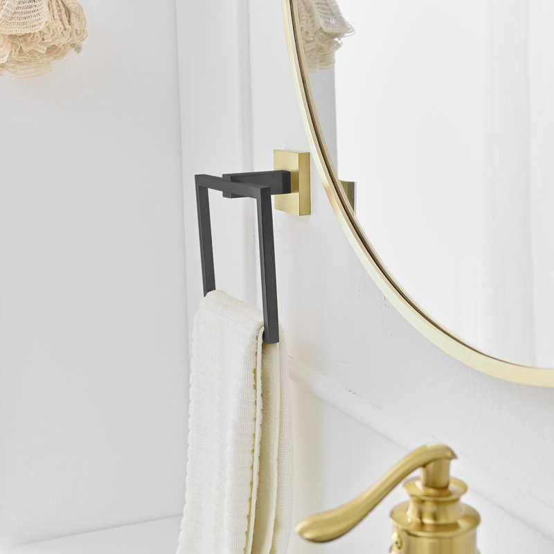 Wall Mounted Square Towel Ring Stainless Steel, Matte Black & Gold
