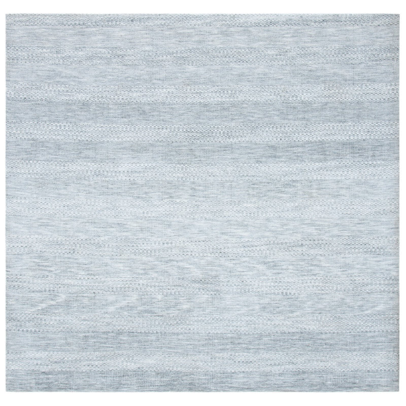 Classic Vintage Hand Loomed Micro Fiber Striped Rug, Square 6'