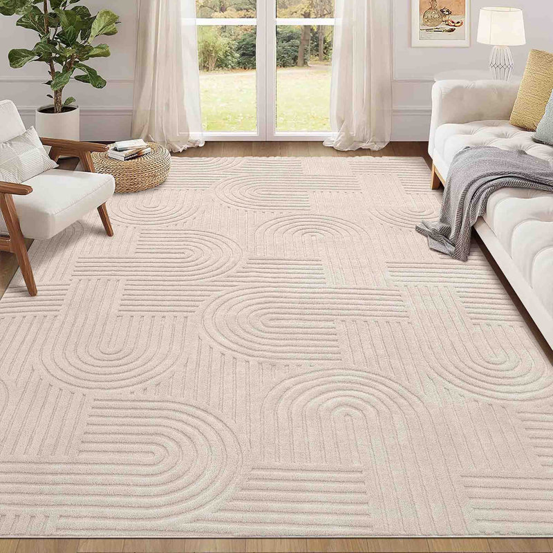 Geometric 230cm X 160cm Area Rug, Beige