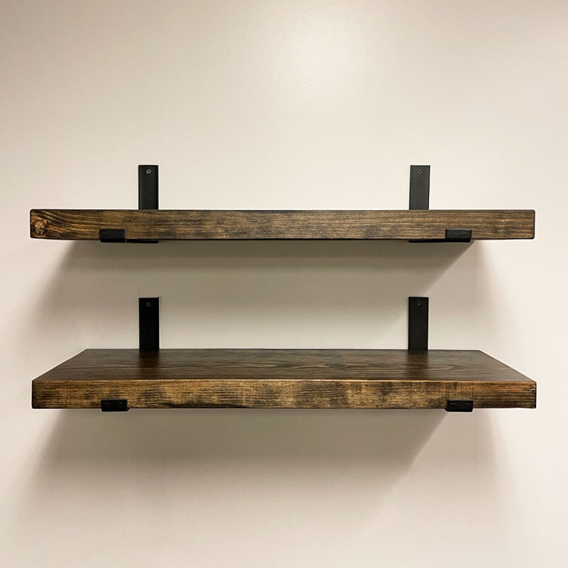 Tablettes rustiques Calheme avec supports en J, Jacobin, H 1,75 po x l 24 po x P 6 po