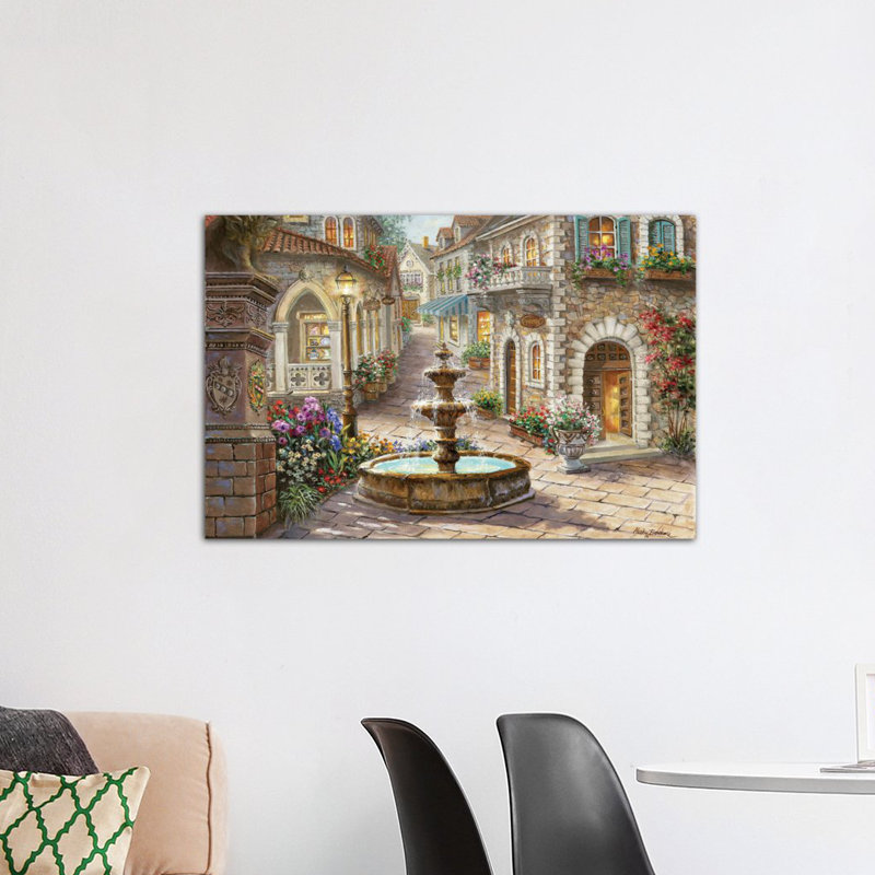 « pavé de fontaine », reproduction d’art sur toile, H 26 po x l 40 po x P 1,5 po, Toile tendue, Pas de tapis