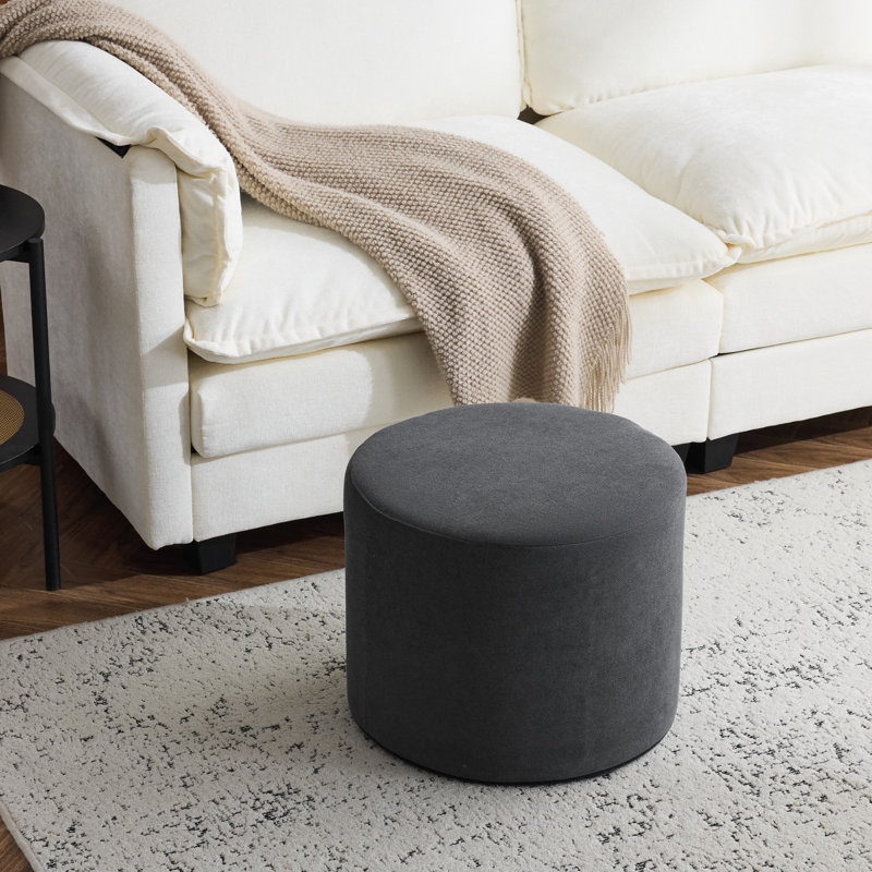 Upholstered Pouf 17.7"x17.7"x13.8", Gray Terry Cloth