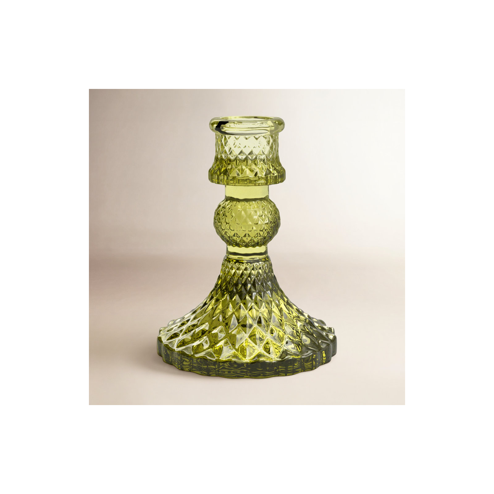 Samira Glass Tabletop Candlestick, Green