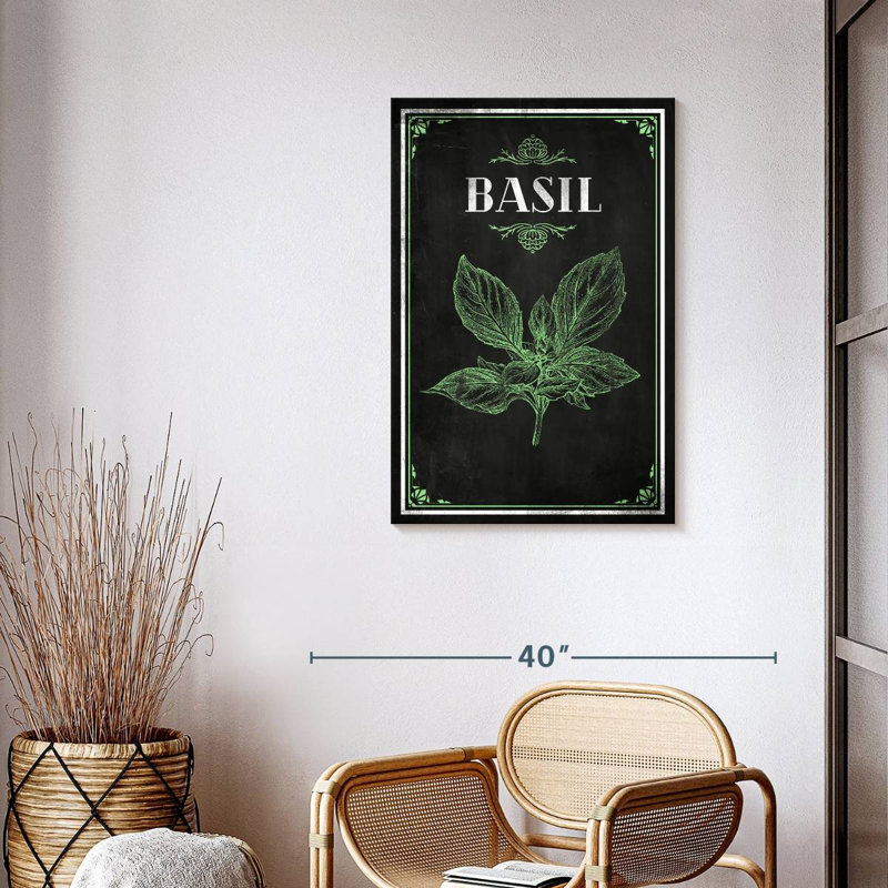 Basilic frais sur toile, H 36 po x l 24 po x P 1,25 po