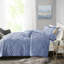 Housse de couette en velours bleu pervenche pour lit simple / simple TG - avec revers en microfibre solide et coussin décoratif
