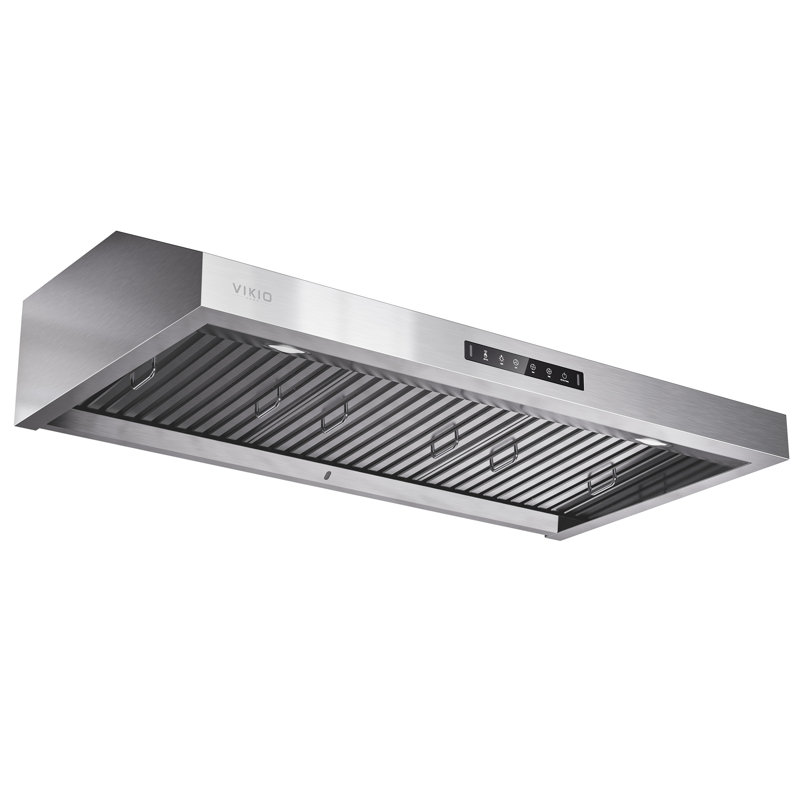 Hotte sous un meuble à conduit 36 pouces 900 pi³ / min VIKIO PRO en acier inoxydable avec 1,5 sones, double moteur, contrôle des mouvements, DEL GU10 4000K remplaçable