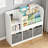 Kids Bookcase And Bookshelf With 3 Collapsible Fabric Drawers Display Stand