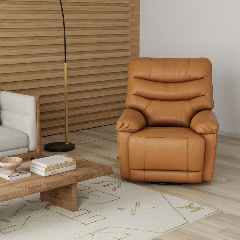 Fauteuil inclinable et pivotant en cuir fleur Norivelle Antilope, Cuir fleur orange