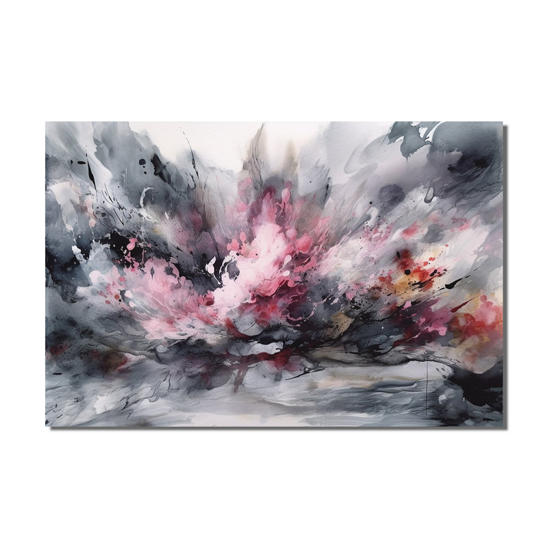 «Evolving In Pink Grey», impression sur toile géométrique moderne