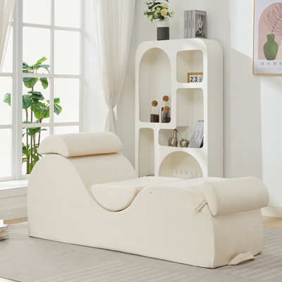 Wrought Studio™ Chaise Lounge Chair For Yoga, Chaise Lounge With Headrest, Waist Pad, Foot Pad, Cover Side Pockets Non-slip Bottom, Yoga Chair For Rel by Wrought Studio