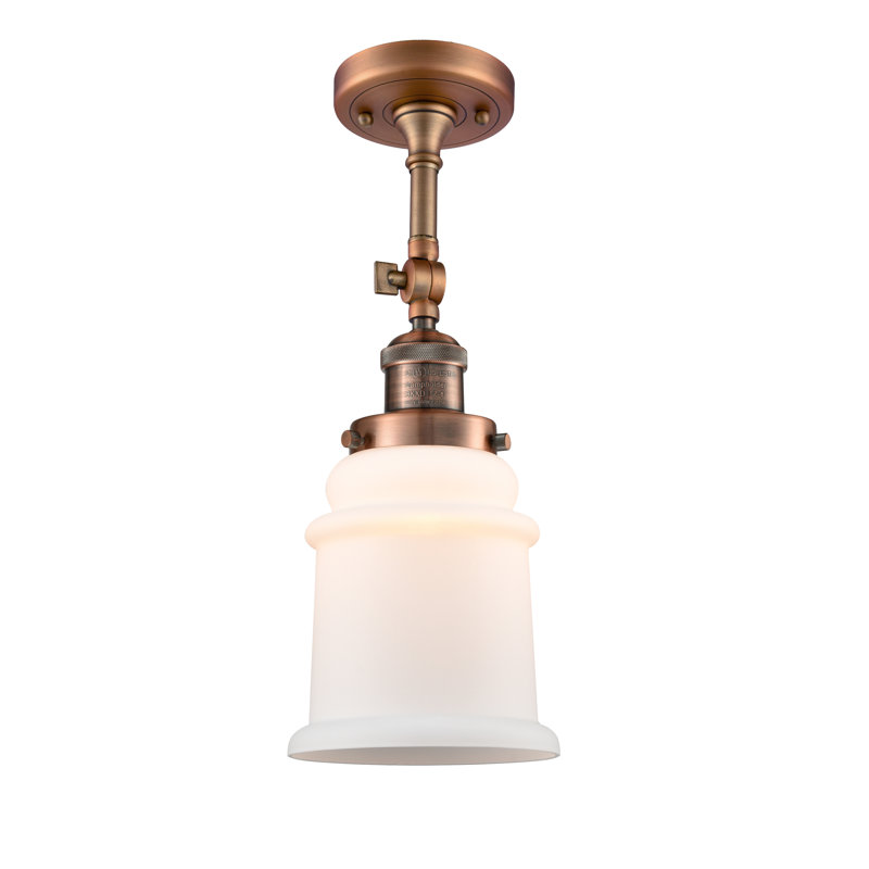 Plafonnier semi-encastré cylindrique simple 6 po Alexandira, Cuivre antique, Boîtier blanc mat, Ampoule non incluse