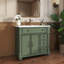 Meuble-lavabo Mid-Century avec base colonne romaine, vert