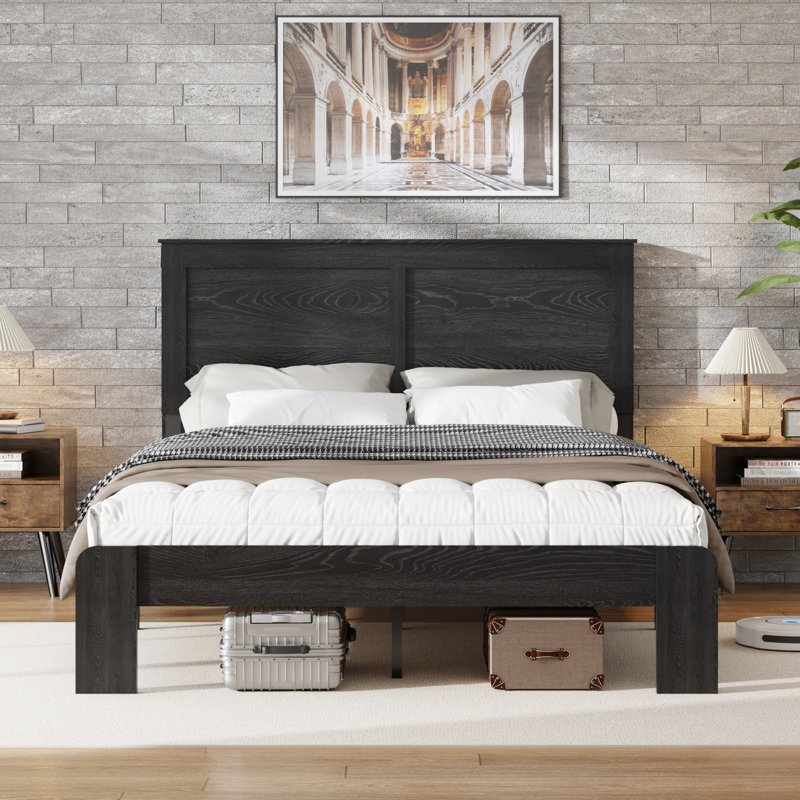Structure de lit plateforme, fabrication en bois, bruit, pas de sommier tapissier, installation rapide et facile avec outils, grand rangement, chambre à coucher de style industriel moderne - caractéristique, nécessaire,