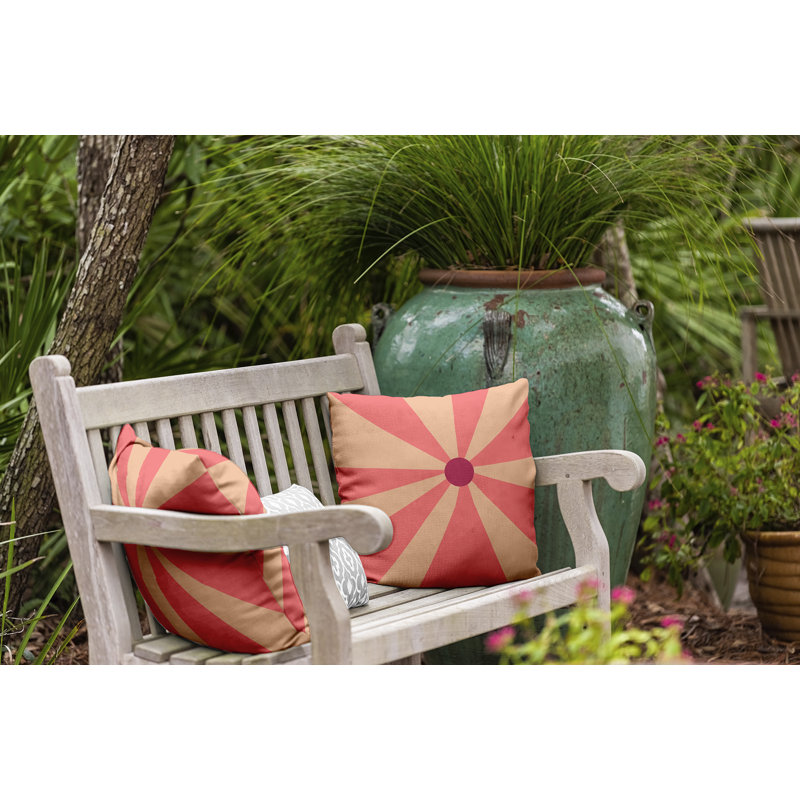 Coussin intérieur / extérieur Leafy Branch, H 20 po x l 20 po, Rose / orange / saumon géométrique
