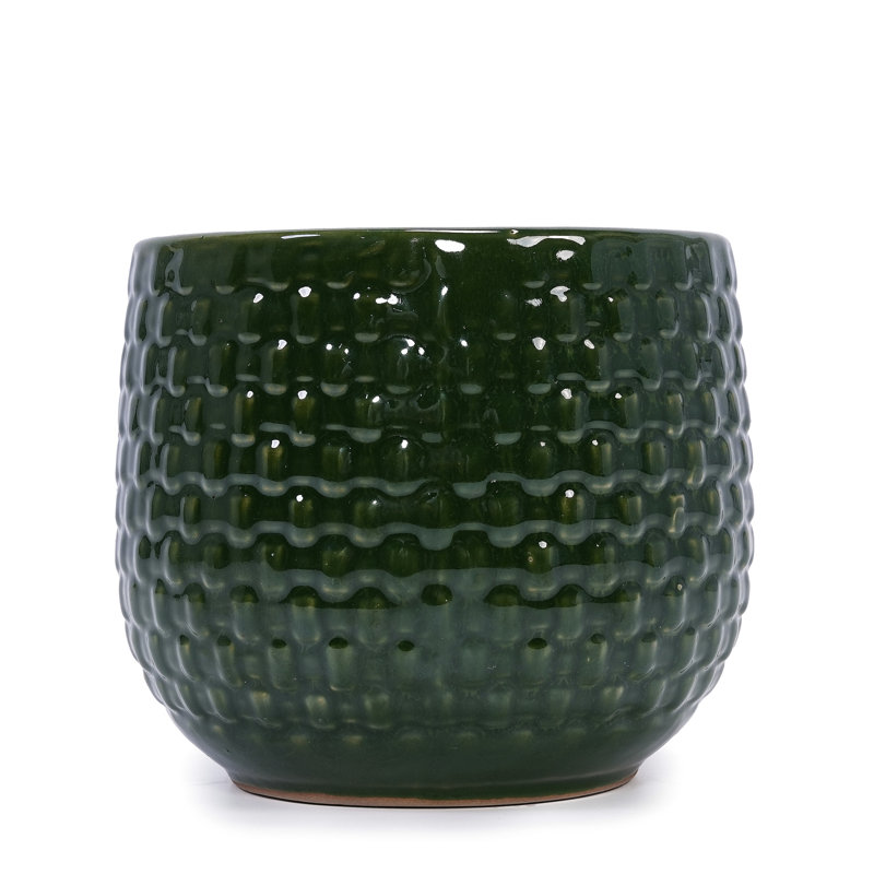 3 Dark Ceramic Planters For Patio, Windowsill Or Indoor Use - , Frost-, Heat-, Built-In Drainage, 9.44" L X W 8.33" H, 12.16 Lbs Pot Trio Garden Spaces All-Weather , Material, Glossy Finish, Drainage
