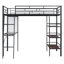 Élégant lit mezzanine en métal avec tablettes à 3 niveaux et bureau - Tableau blanc beauté moderne classique