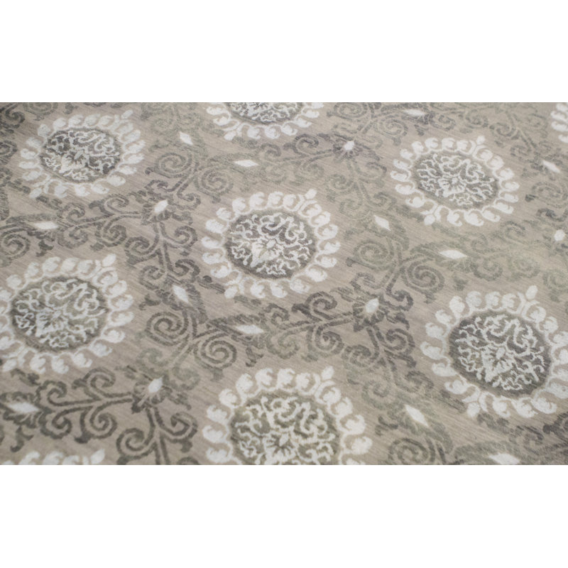 Brookhaven Damask Area Rug in Gray