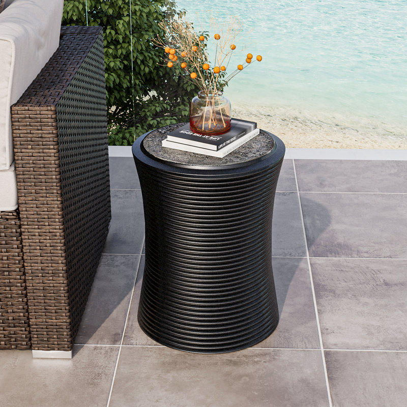 Carrin Outdoor Concrete Side Table, 1