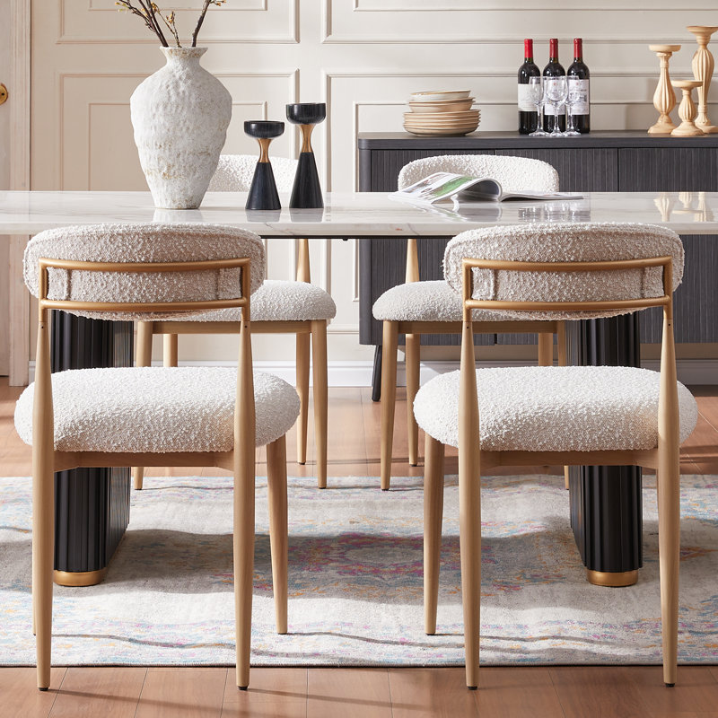 Ensemble de 4 chaises de salle à manger rembourrées Velora, Blanc