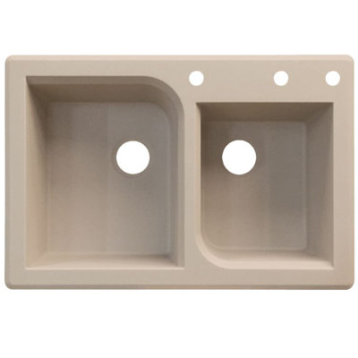 Radius 33.0625'' L Double Bowl Granite Kitchen Sink