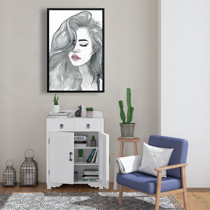 «Beautiful femelle cheveux» sur toile, H 36 po x l 24 po