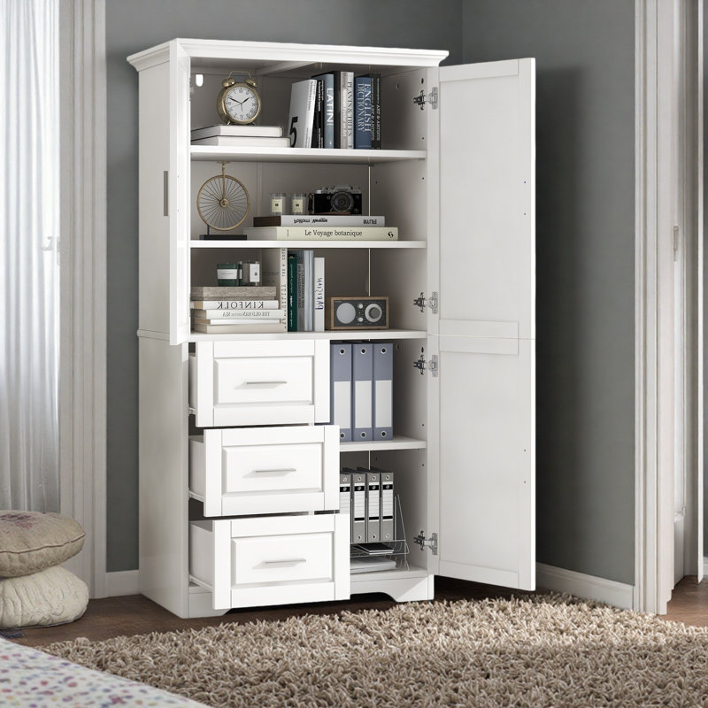 Freestanding Floor Accent Space-saving Bathroom Cabinet With Adjustable Shelf, White