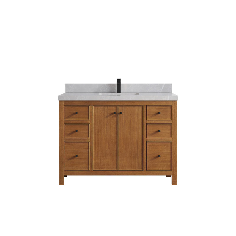 Meuble-lavabo simple 48 po avec plateau Chicago Teak