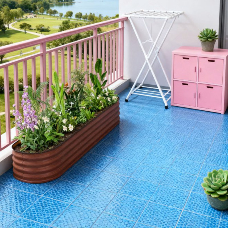 Jardinière en métal, boîte à fleurs en métal avec bordure de sécurité, ensemble de jardin surélevé galvanisé, Dark Brown