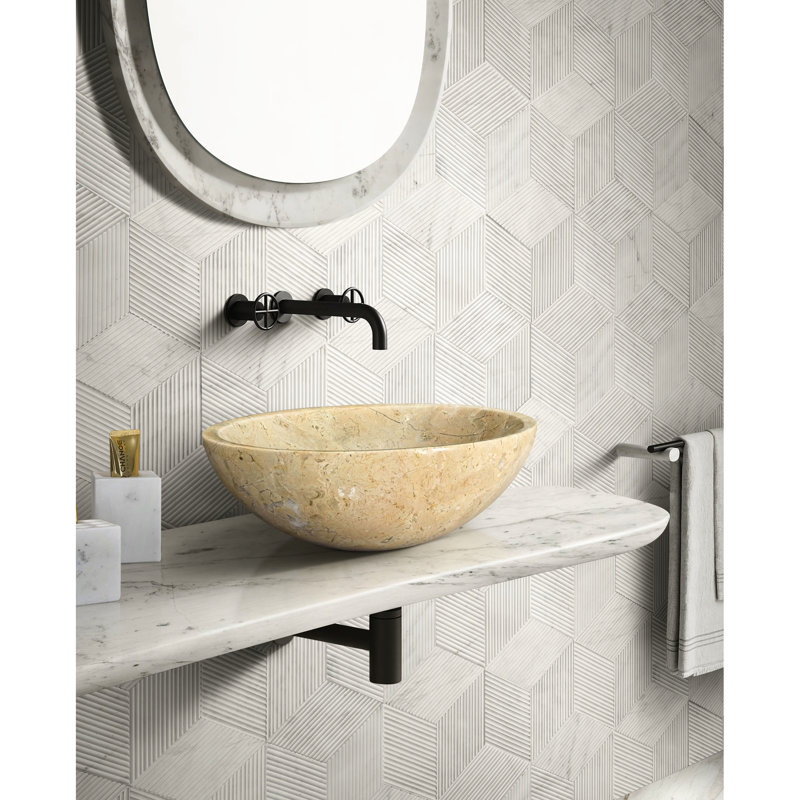 Lavabo de salle de bain en marbre doré, 15,7 x 5,9 pouces, surface polie, pièce unie, conception américaine, pré-percé pour une installation facile et 400 x 150 mm, motif de pierre naturelle lisse, comptoir