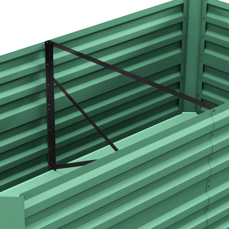 Galvanized Raised Flower Bed Kit - 6' X 3' 2', Reinforced, Tall, Spacious, Open Bottom For Veggies & Herbs Garden , Reliable Metal Planter Veggies, Flowers Herbs, Reinforced