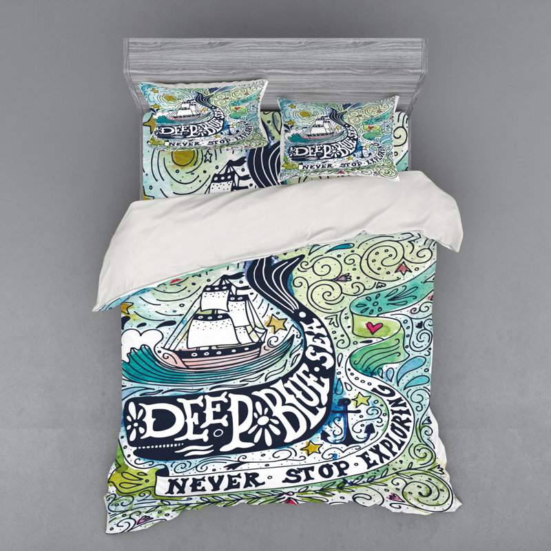 Coastal Polyester Duvet Cover, Queen Duvet Cover + 3 Additional Pieces