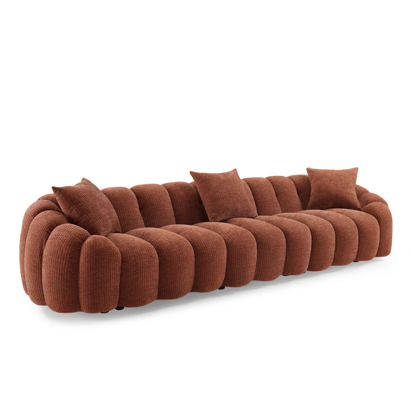 Canapé rembourré standard avec accoudoirs évasés, H 28,74 po x l 126,77 po x P 39 po, Rust Chenille