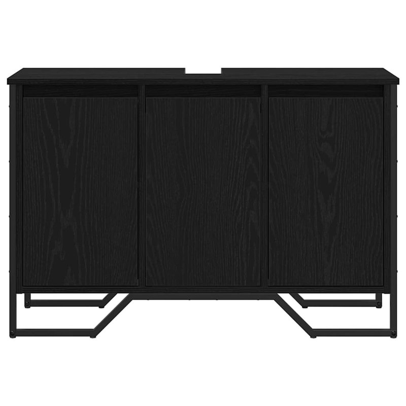 Sink Cabinet 91 X 35 X 60 Cm Engineered Wood, Black Oak
