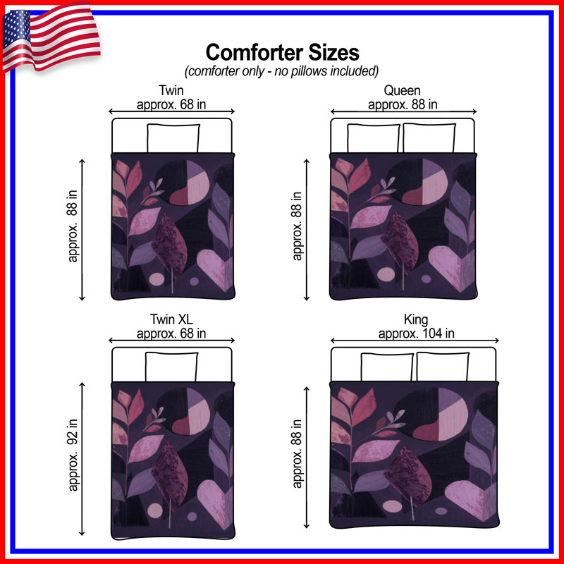 Geometric Botanical Abstract Comforter, Twin