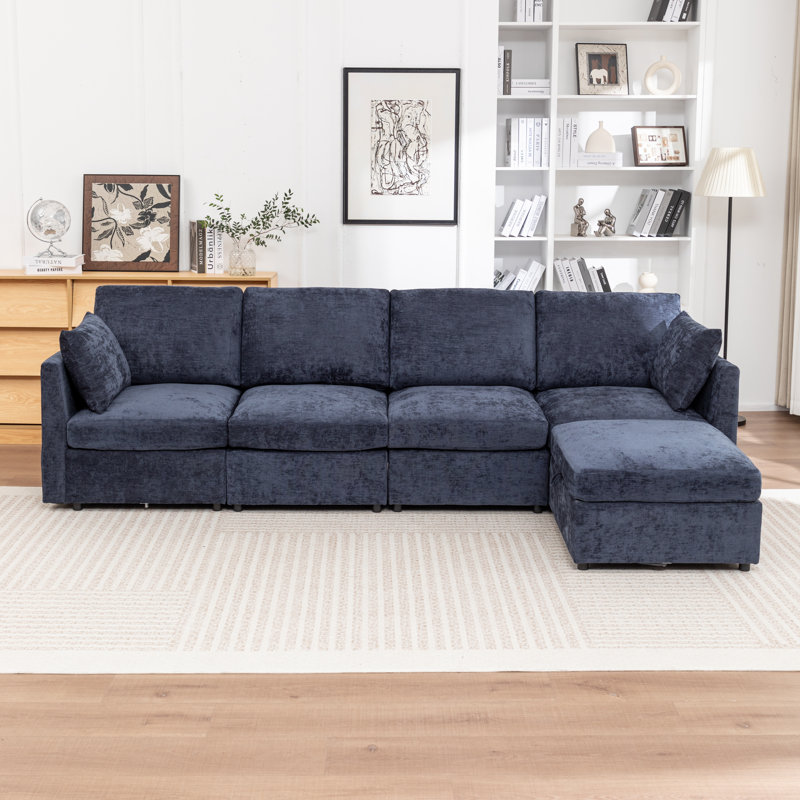 Canapé modulaire rembourré 5 pièces Wilroy, Bleu