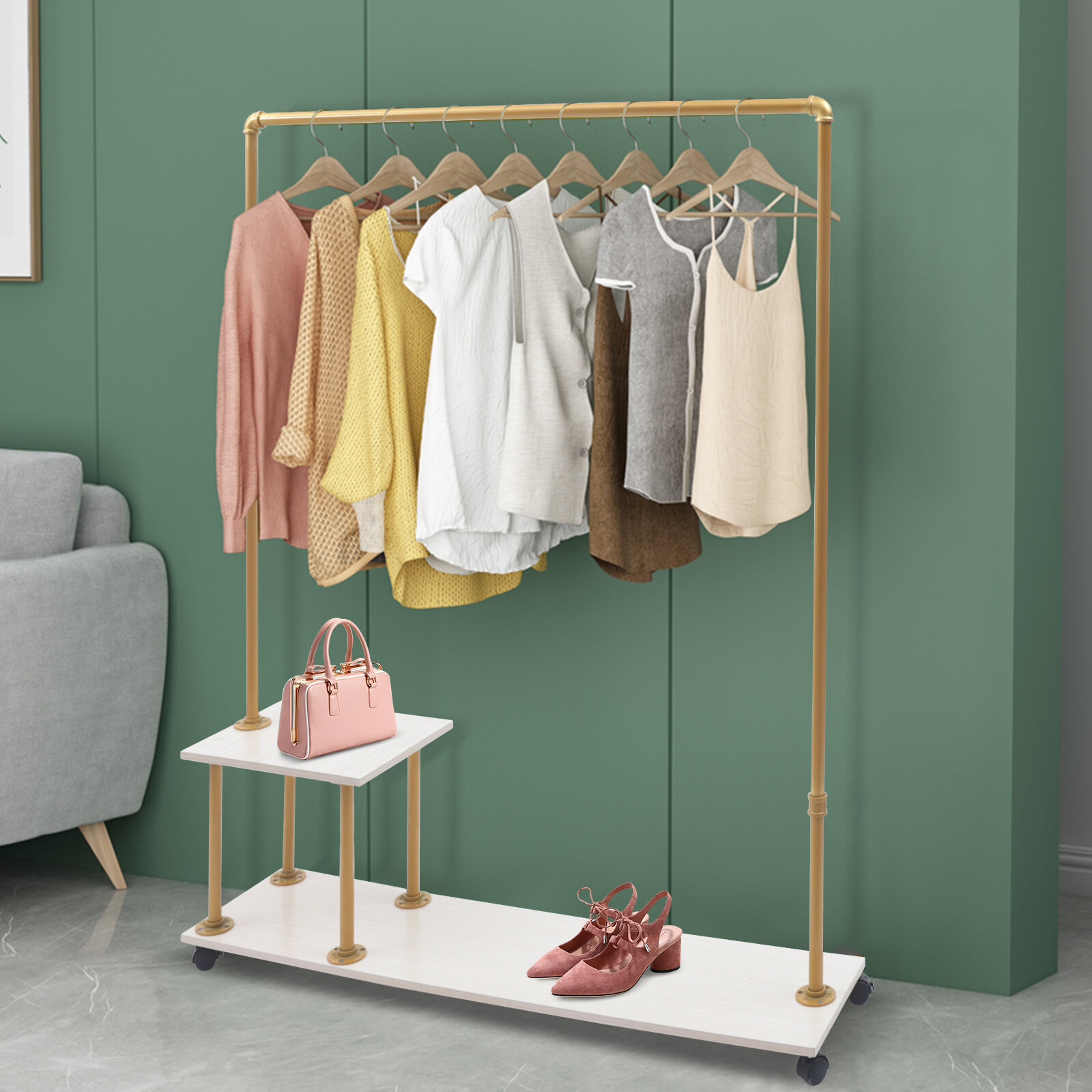 YXSUN 49.2'' Rolling Clothing Rack | Wayfair