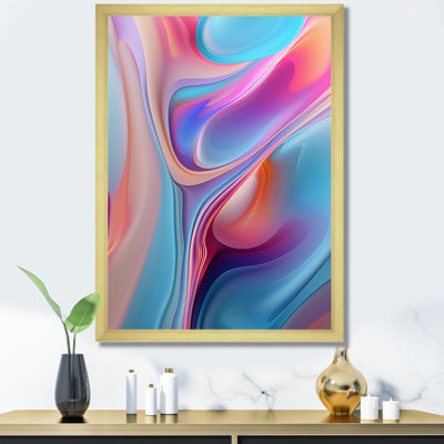 «Transitional Blue and Pink Shapes I», art mural abstrait sur toile