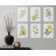 Rose jaune rétro - ensemble de 6 reproductions sans cadre-1961832505
